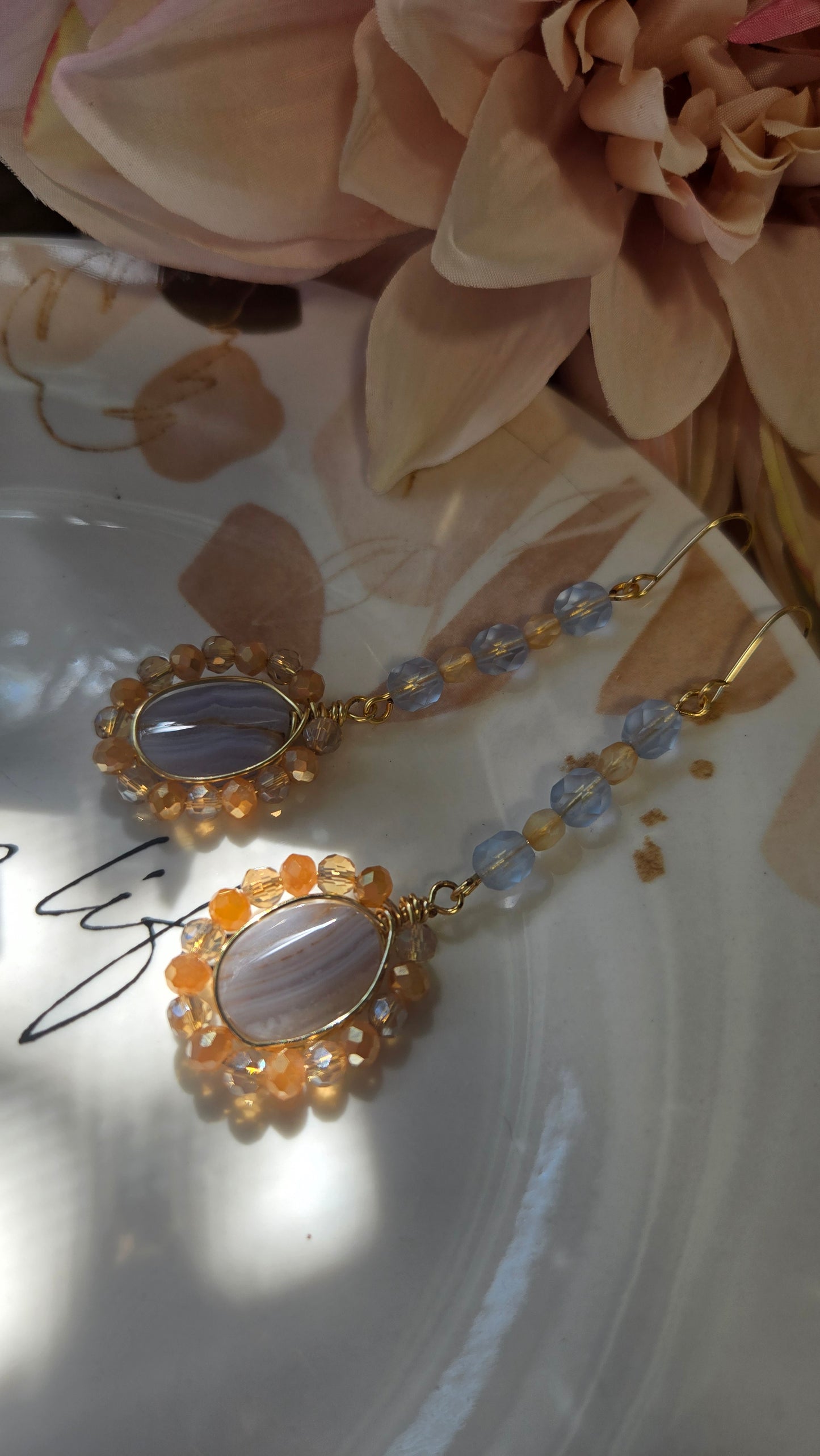 Blue lace agate dangles
