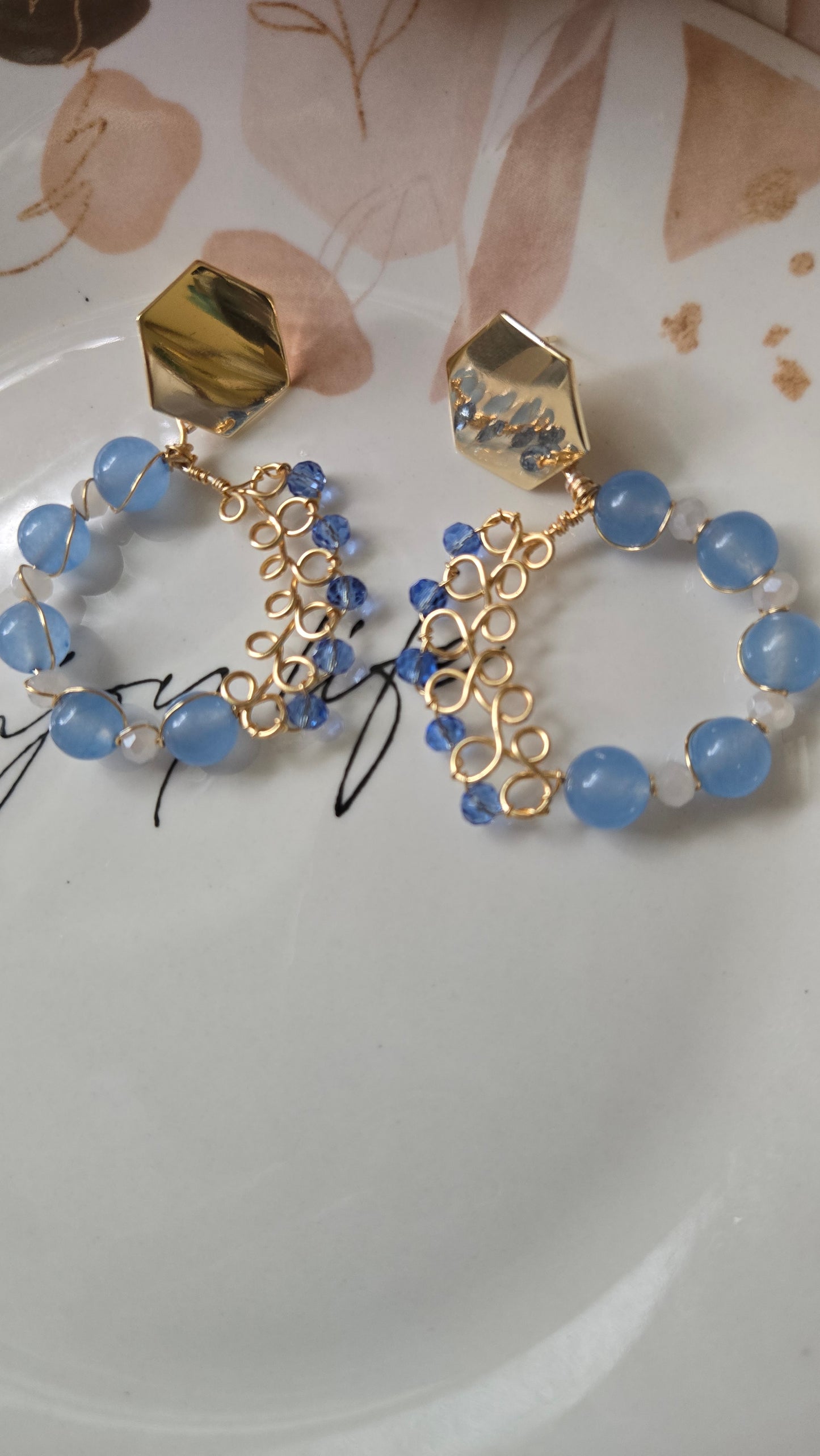 Handmade Beaded Hoop Earrings, Intricate Gold Wire Wrapped Hoops, Lightweight Everyday Gold Earrings, Affordable Gift for Her