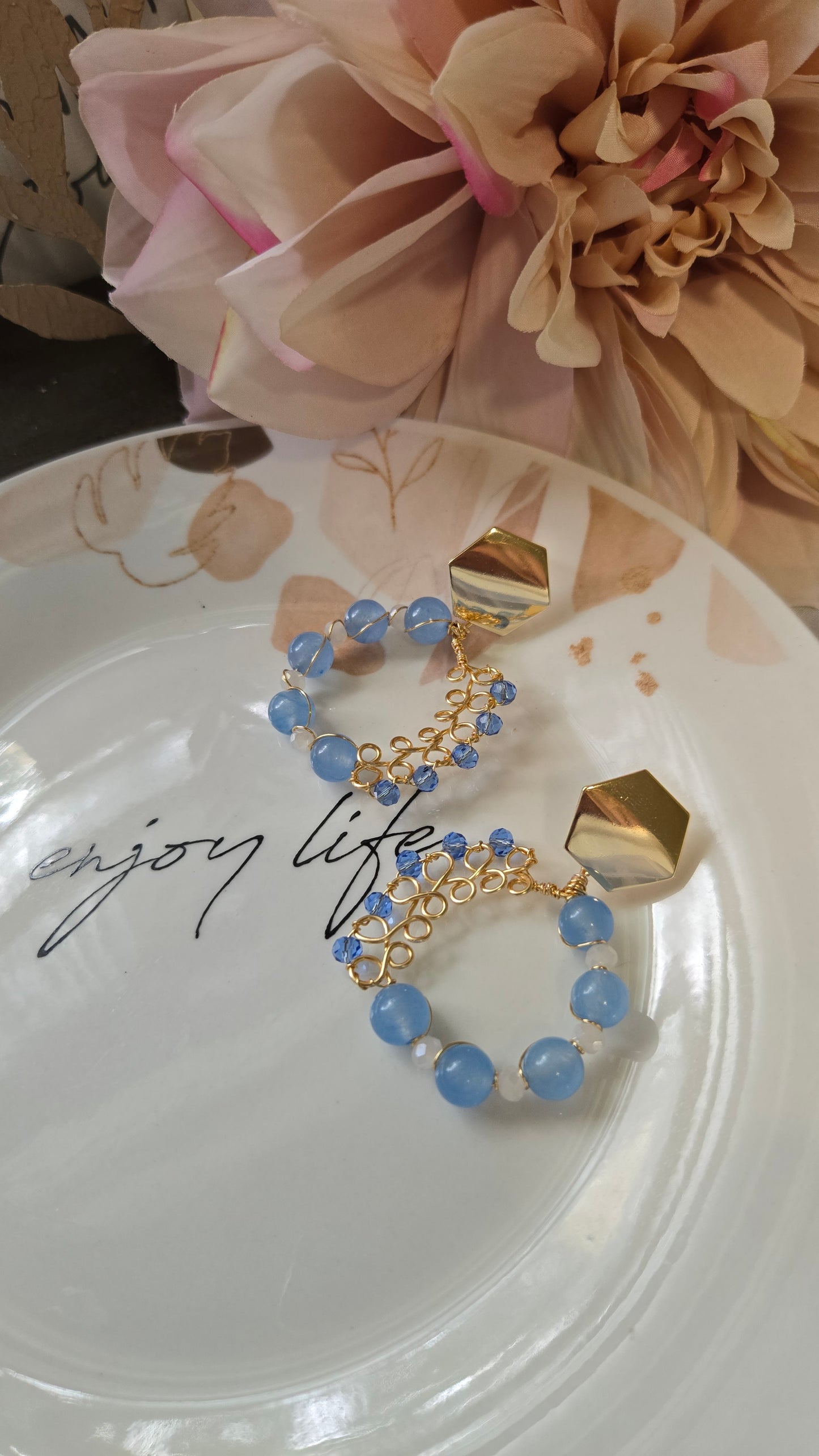 Handmade Beaded Hoop Earrings, Intricate Gold Wire Wrapped Hoops, Lightweight Everyday Gold Earrings, Affordable Gift for Her