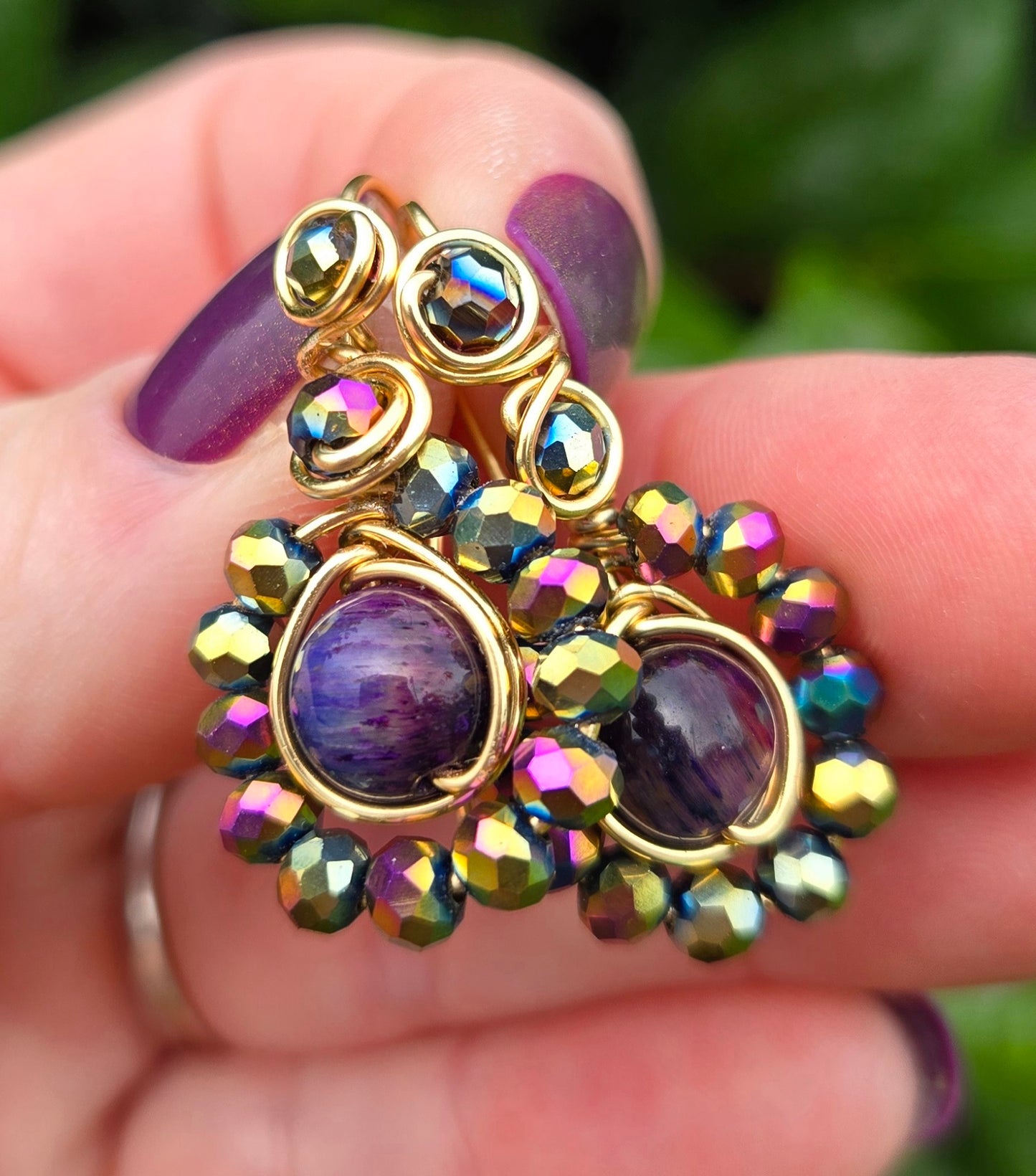 Night sky tiger eye threaders
