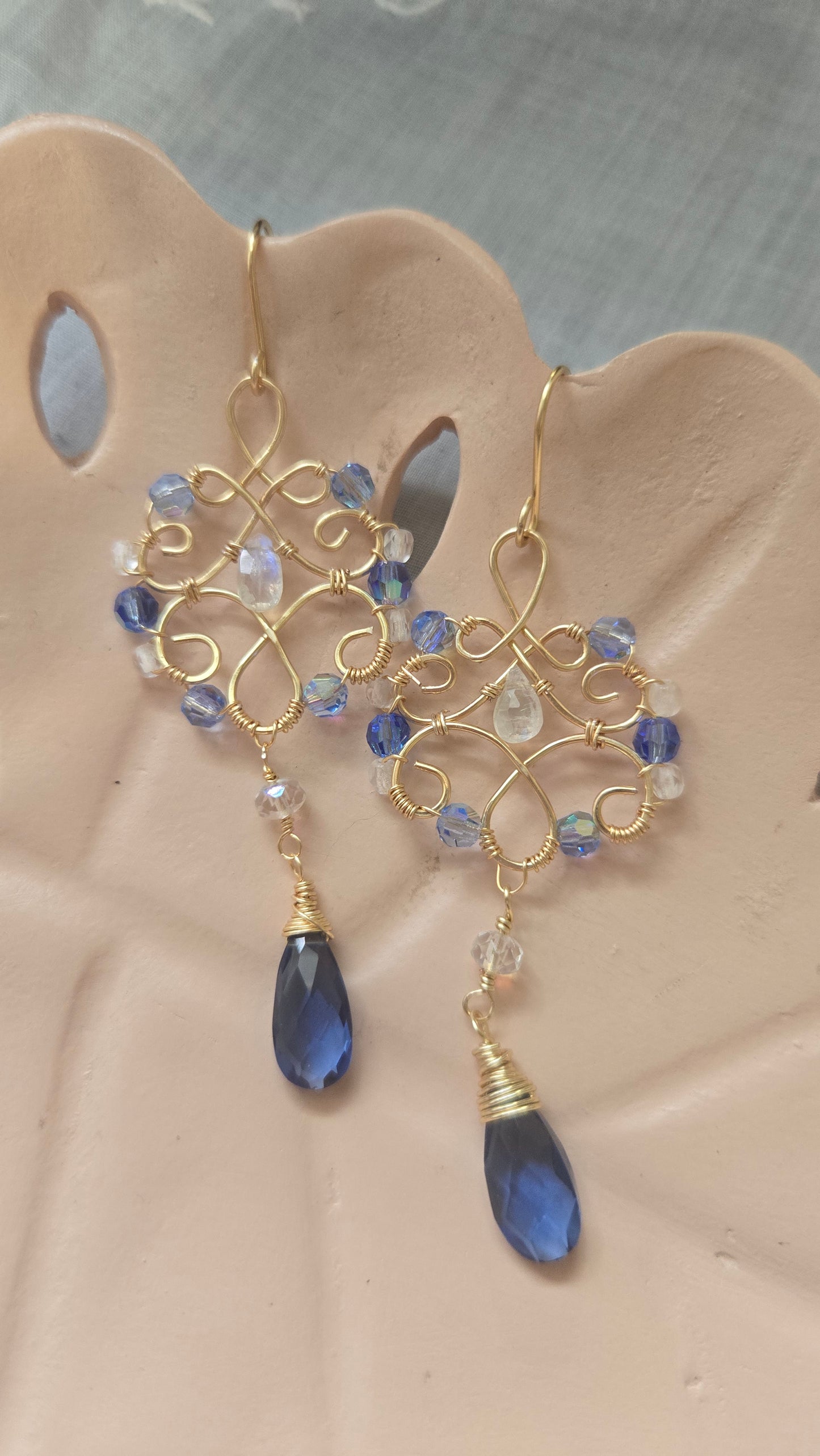 London blue topaz ornate dangle