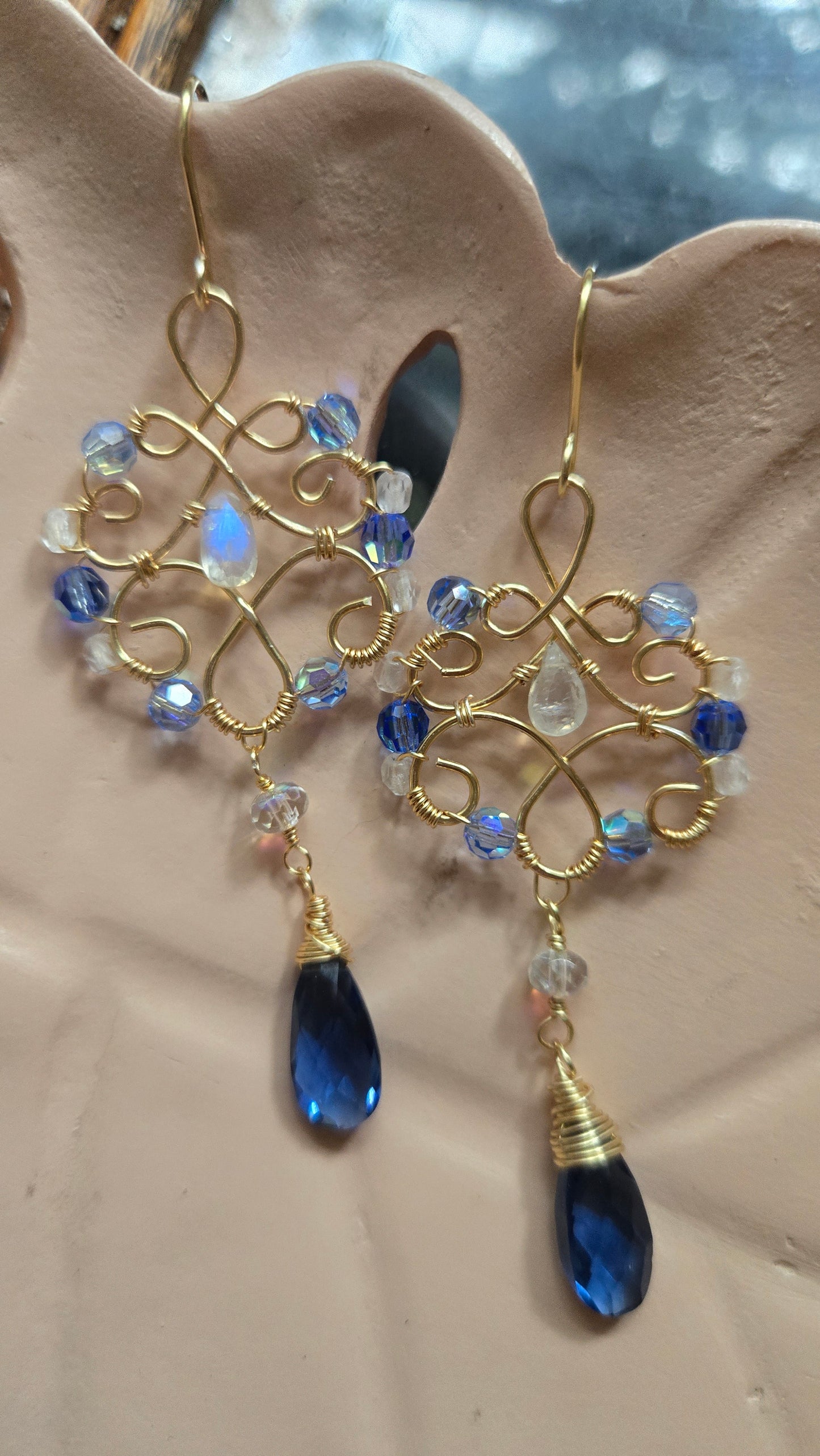 London blue topaz ornate dangle
