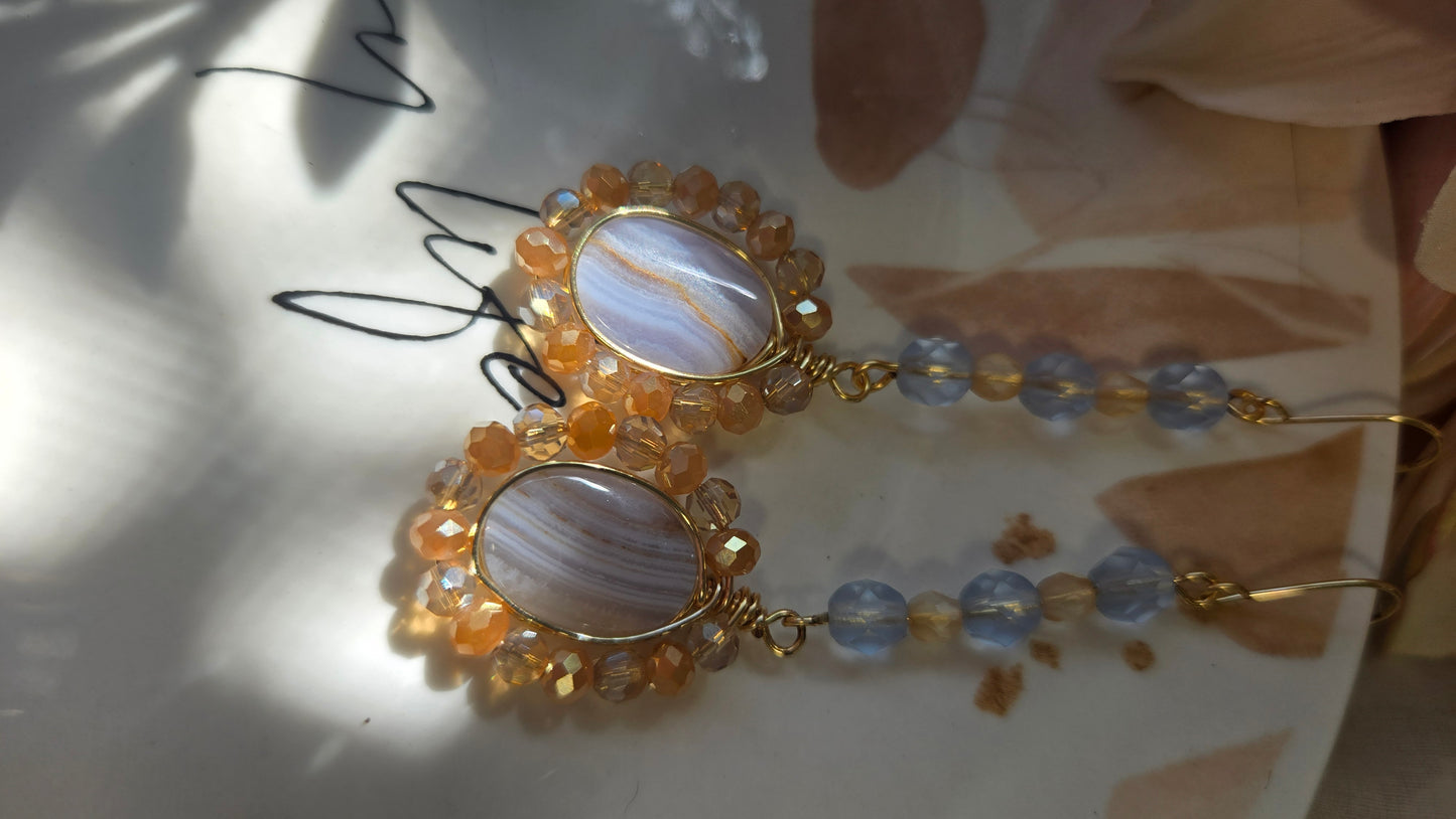 Blue lace agate dangles