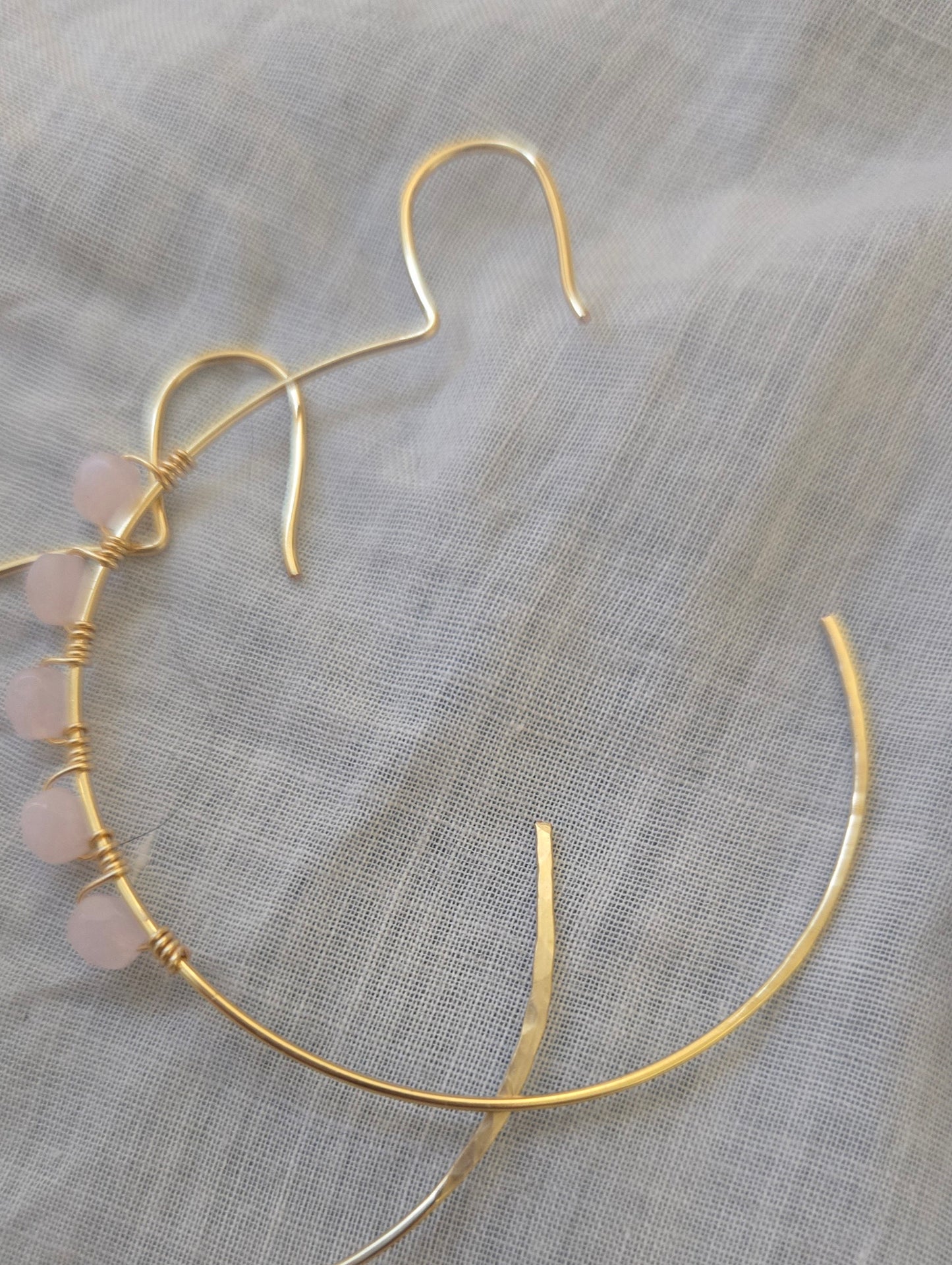 Pink beaded hoops