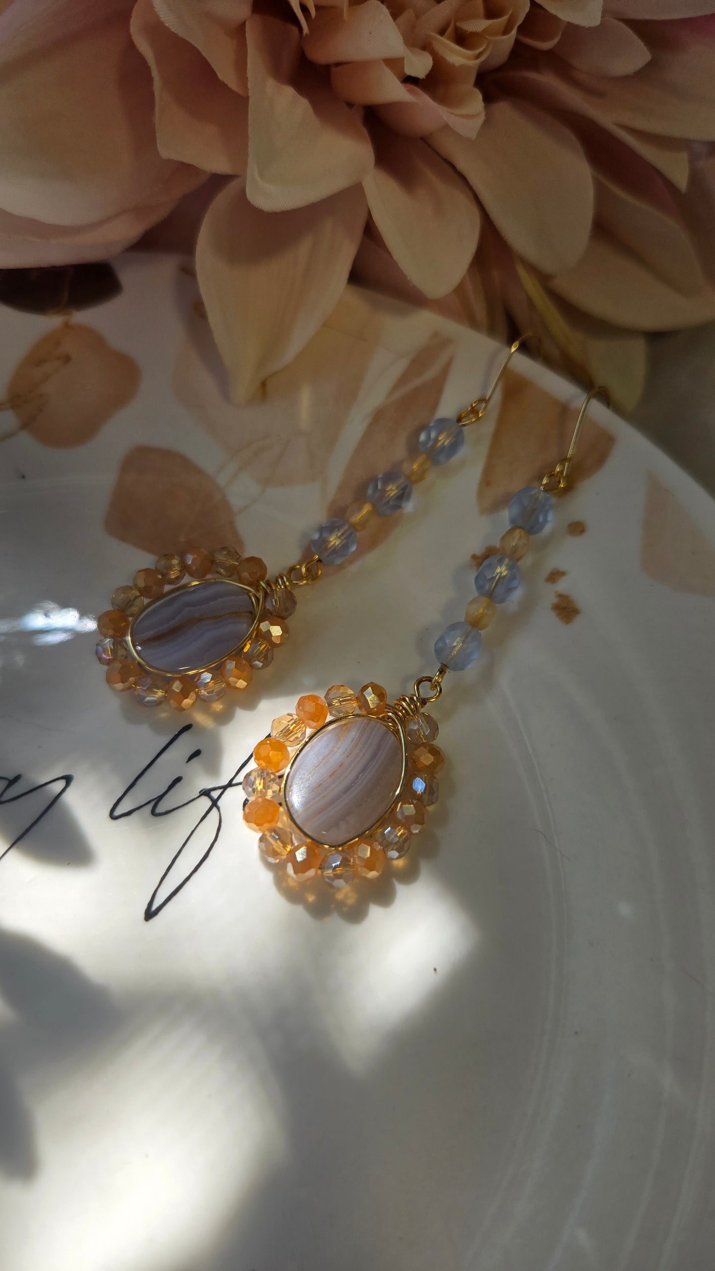 Blue lace agate dangles