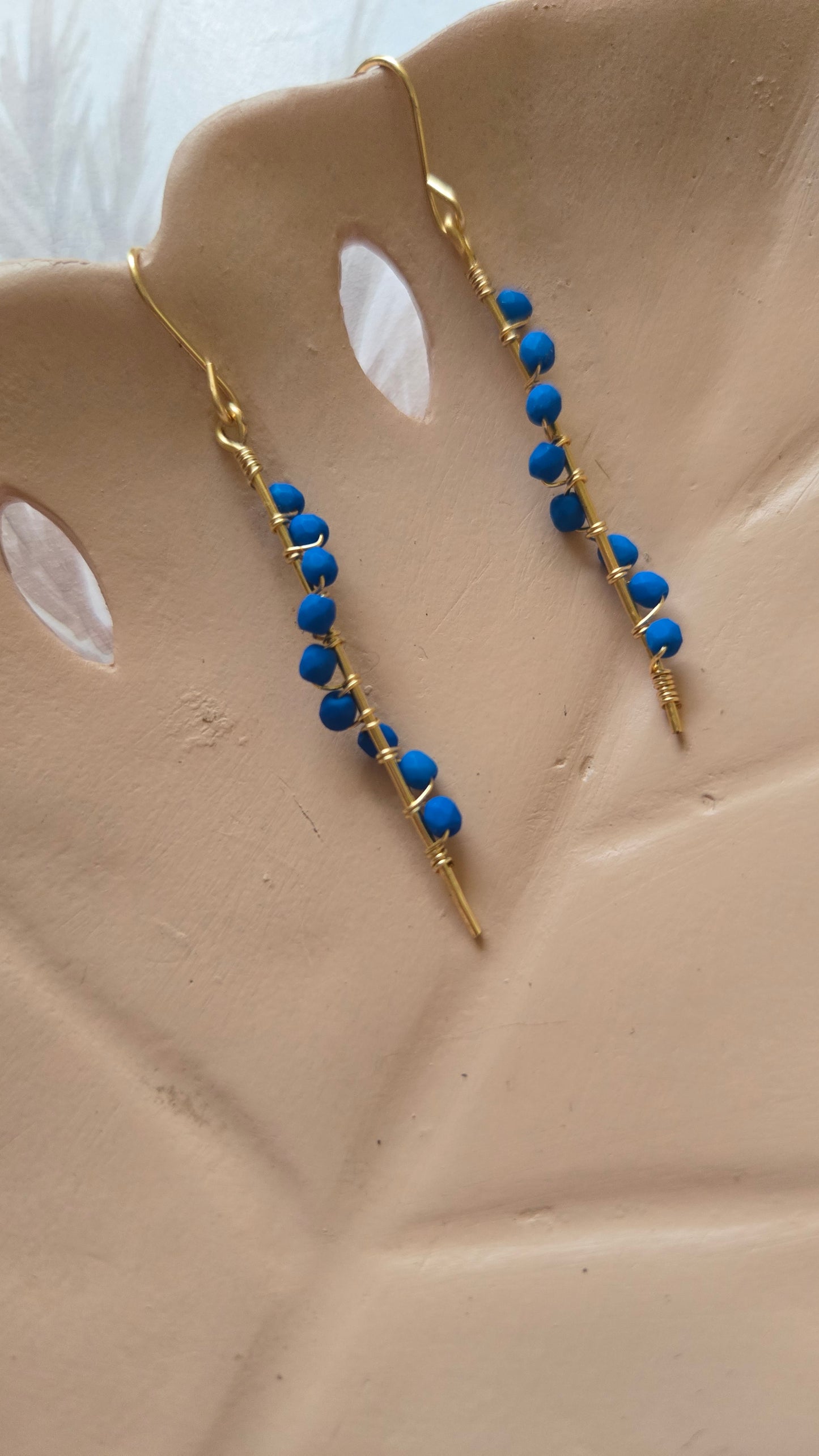 Blue spiral earrings