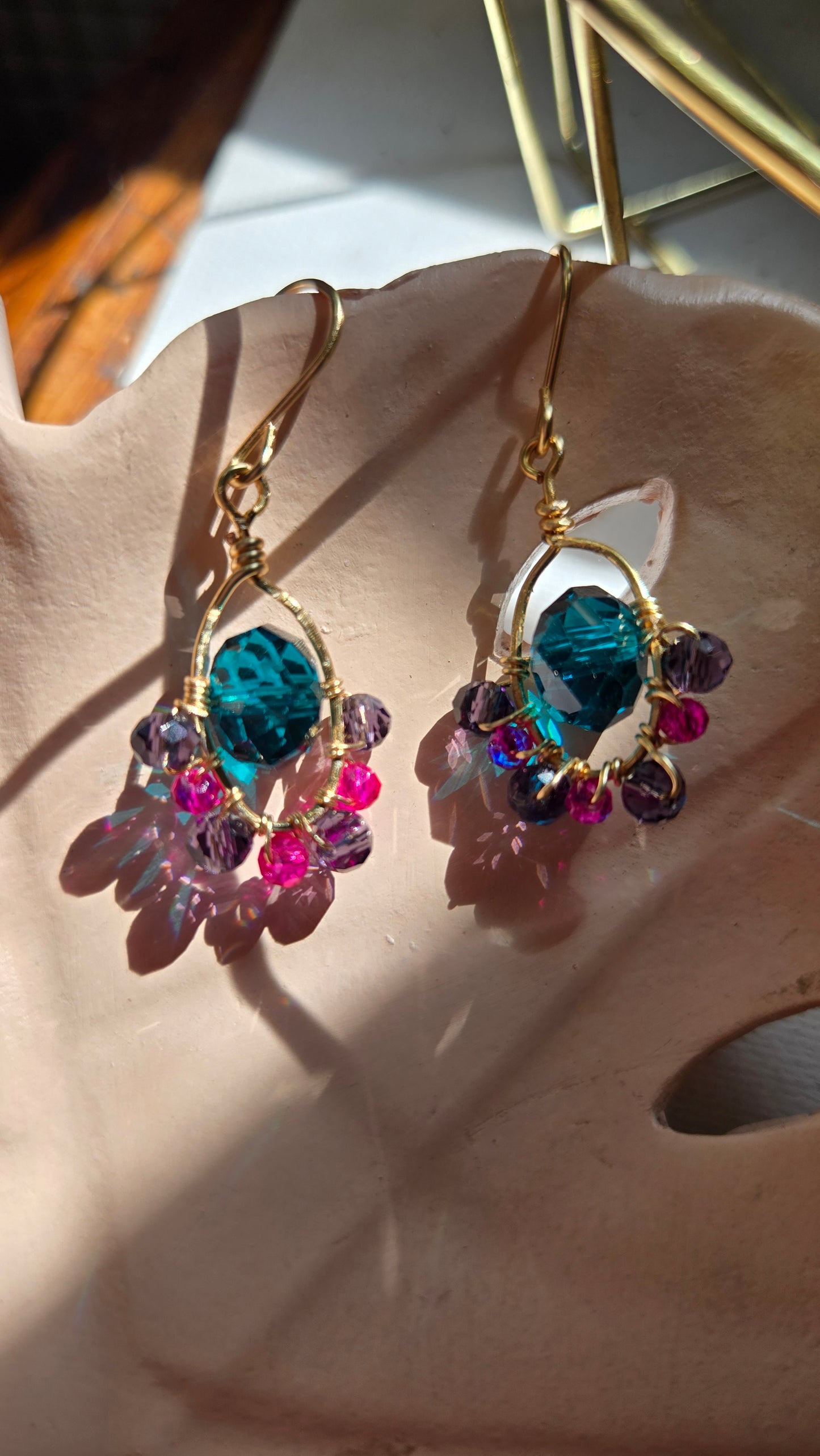 Crystal wire wrapped small hoops