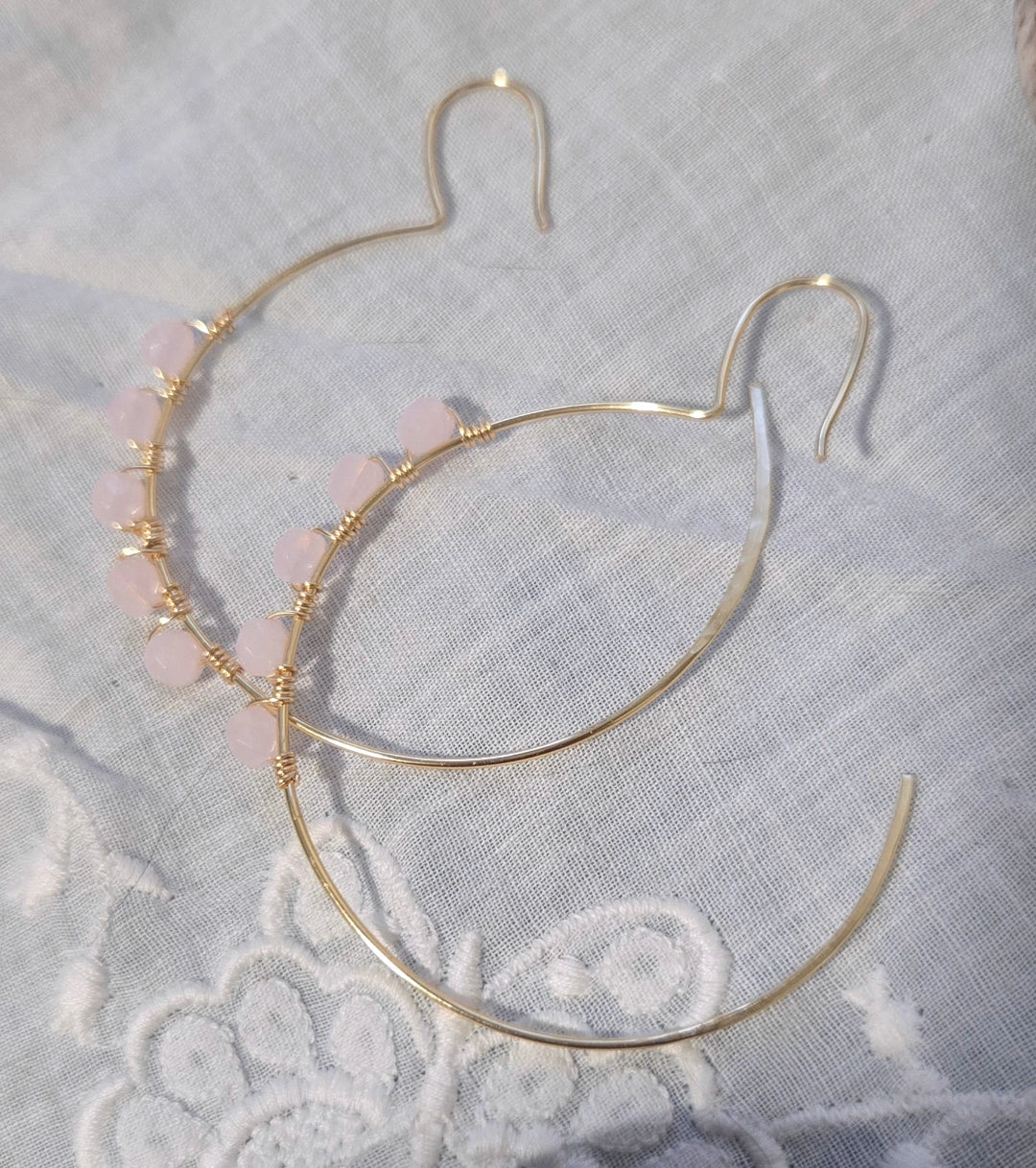 Pink beaded hoops