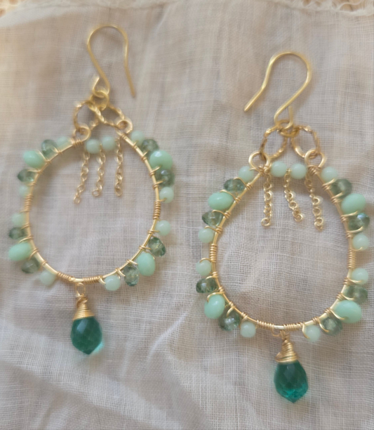 Green hoops dangles