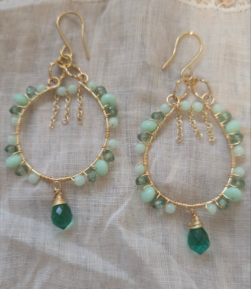 Green hoops dangles