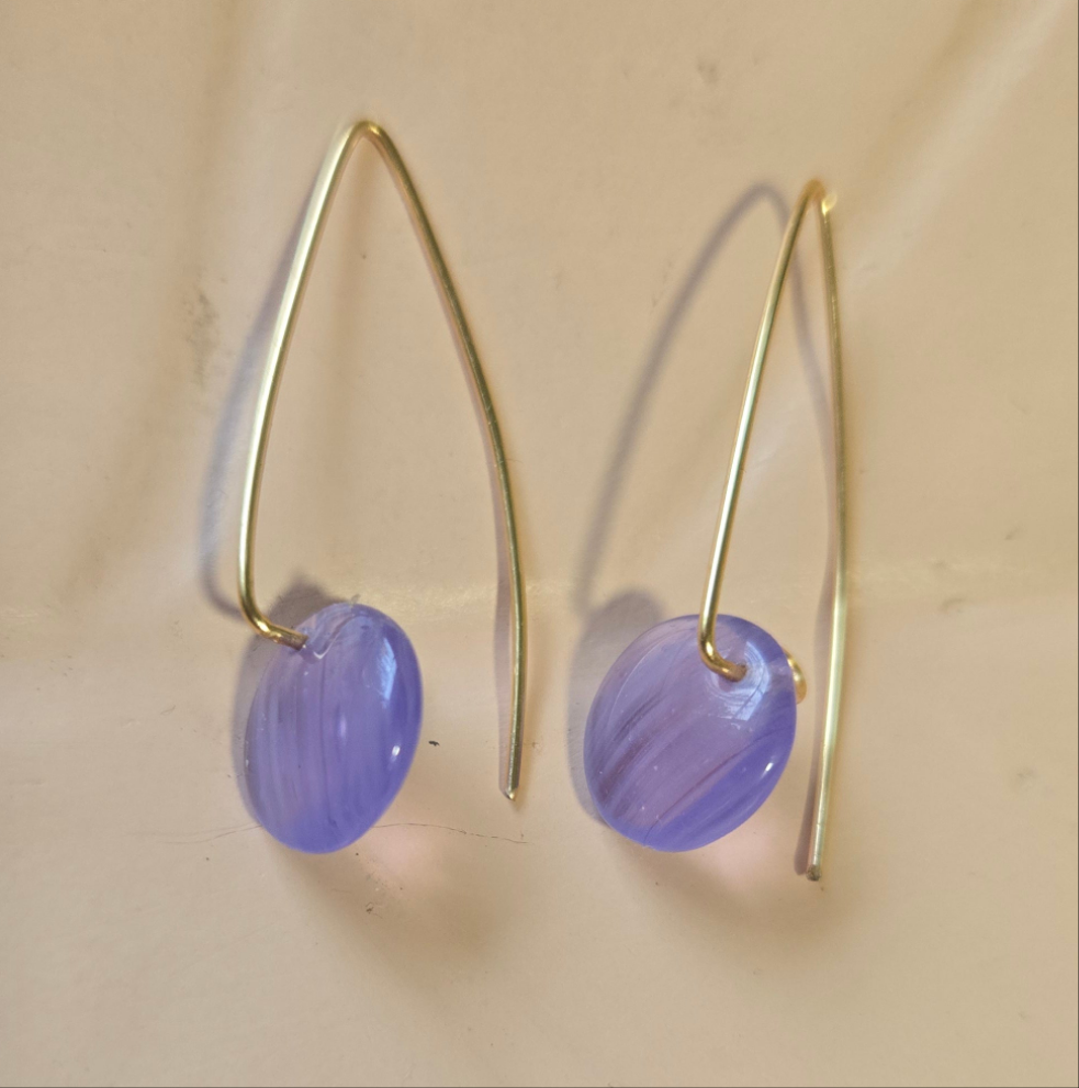 Purple bead threader earrings