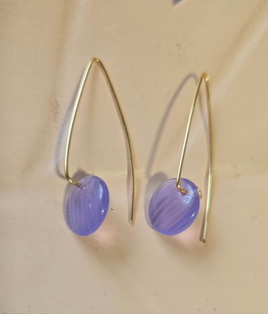 Purple bead threader earrings
