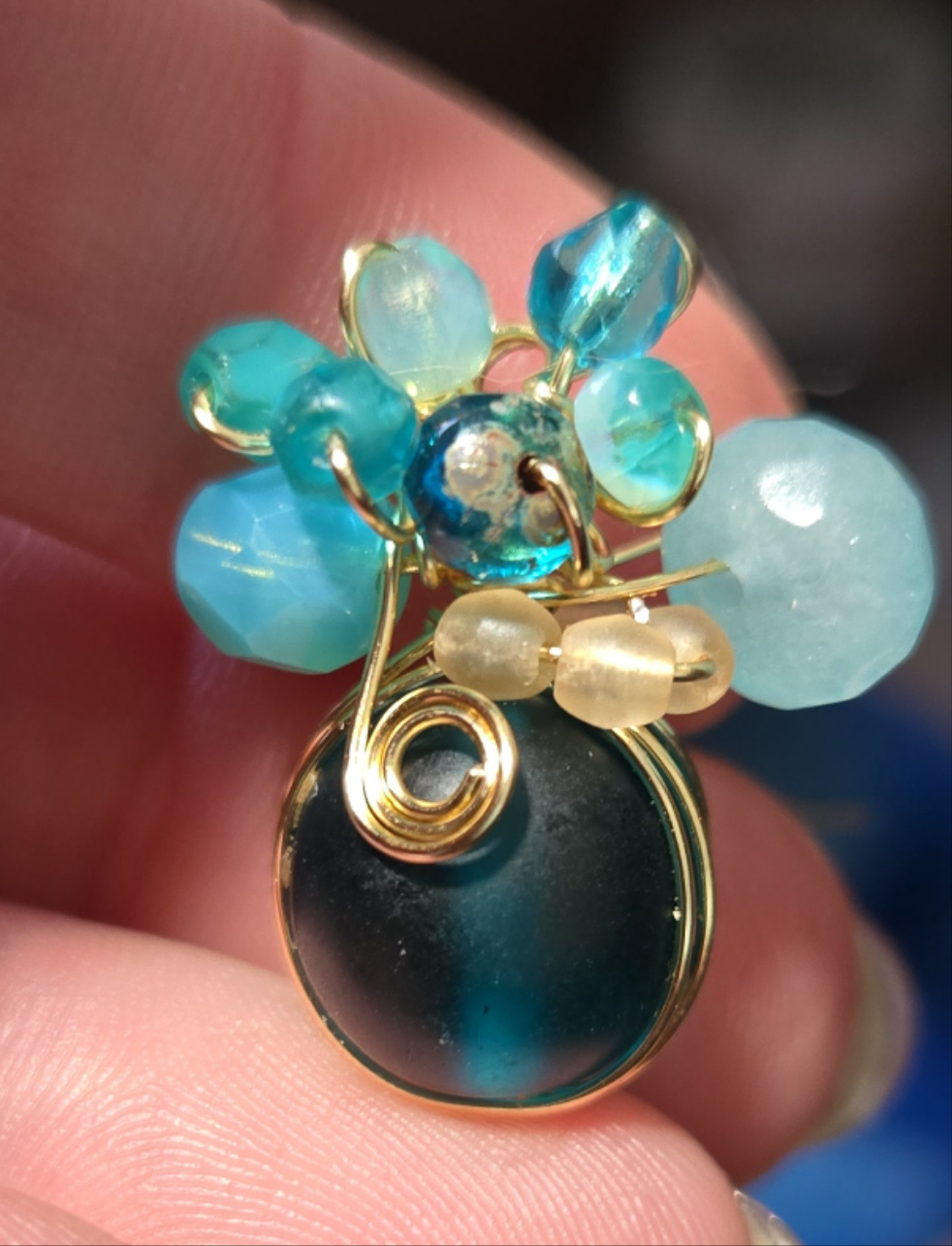 Teal cluster earrings