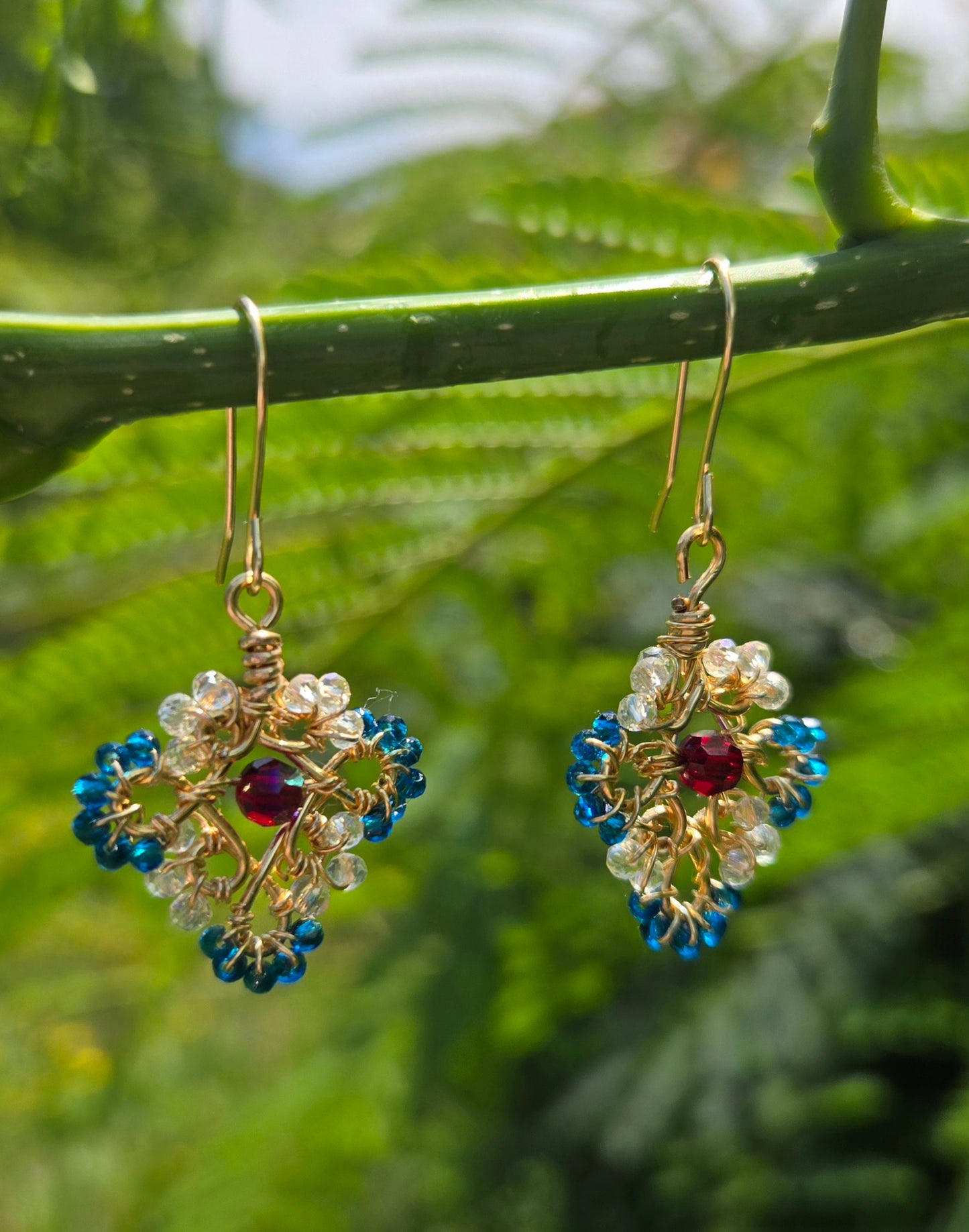 Crystals cross earrings