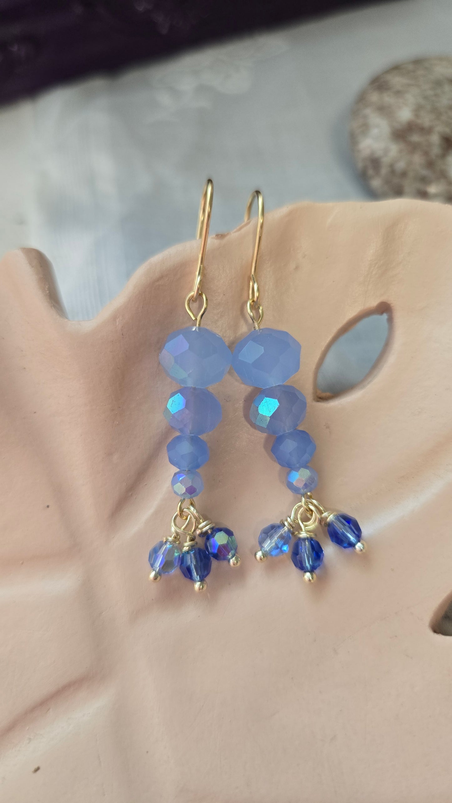 Blue crystal dangles