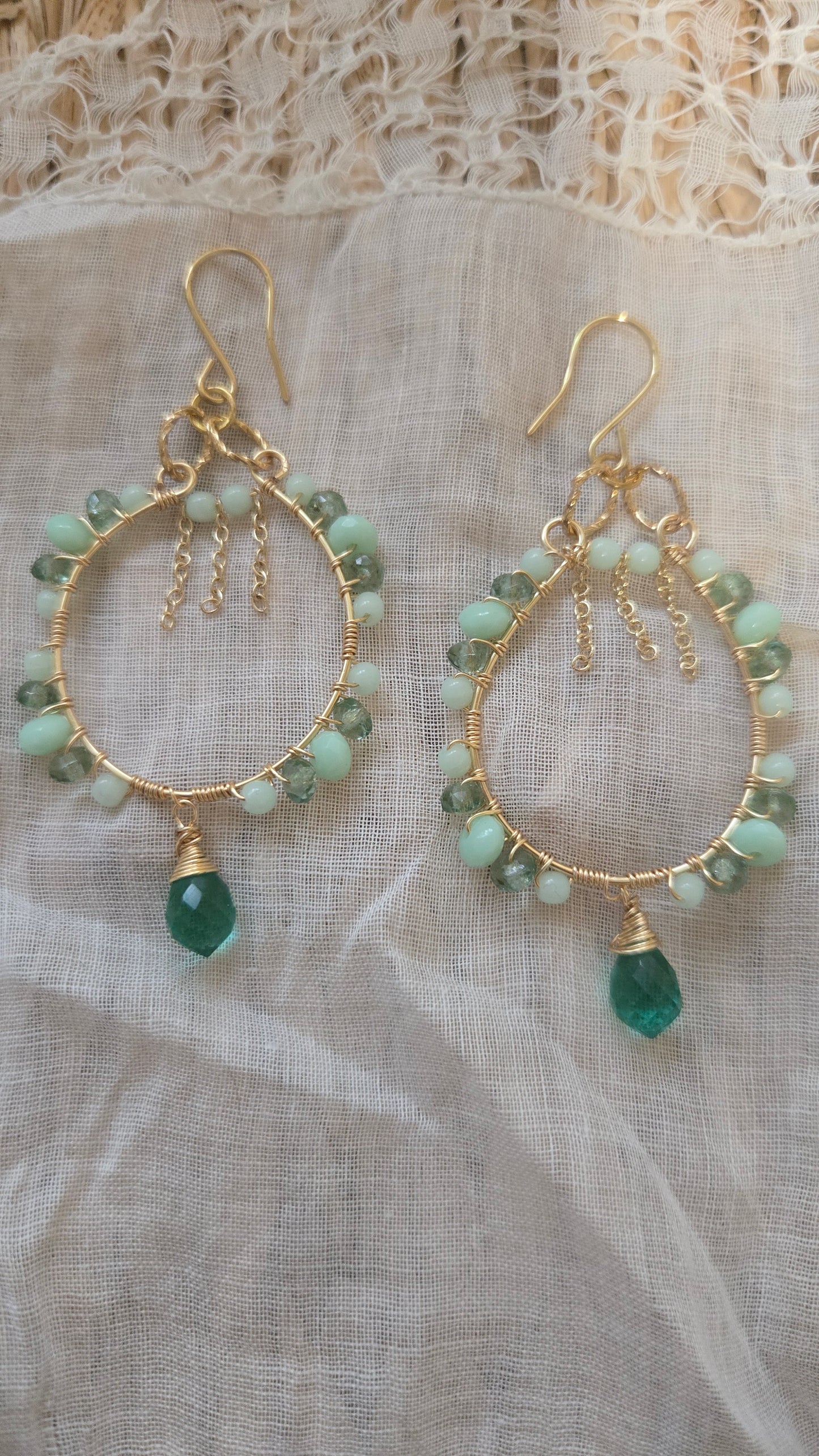 Green hoops dangles