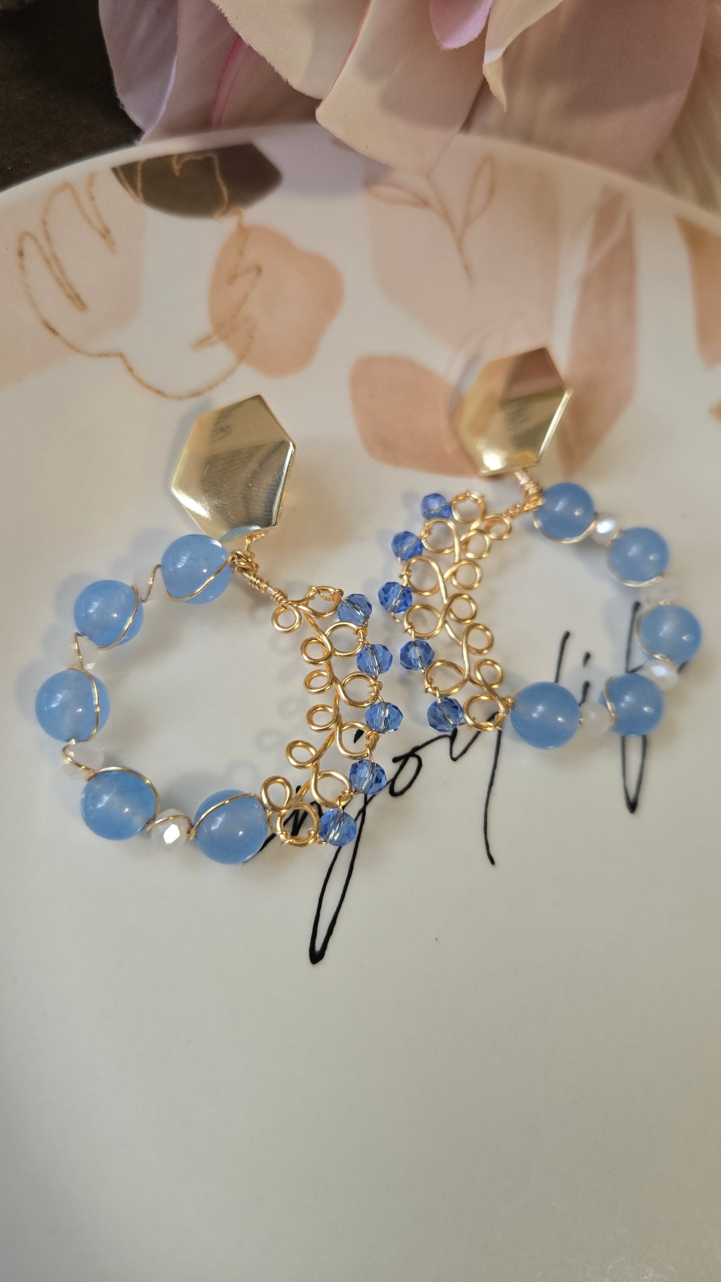 Handmade Beaded Hoop Earrings, Intricate Gold Wire Wrapped Hoops, Lightweight Everyday Gold Earrings, Affordable Gift for Her