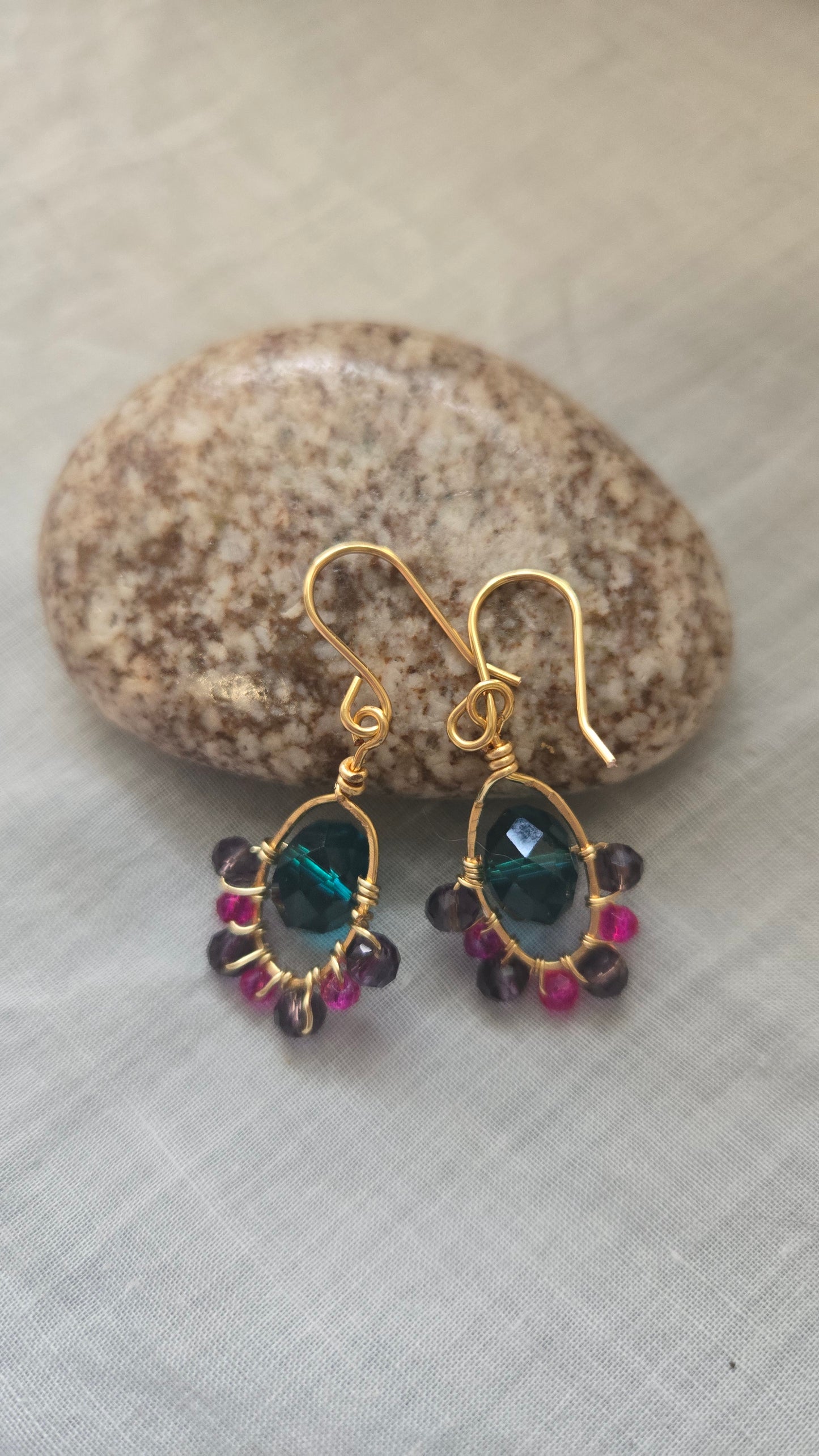 Crystal wire wrapped small hoops