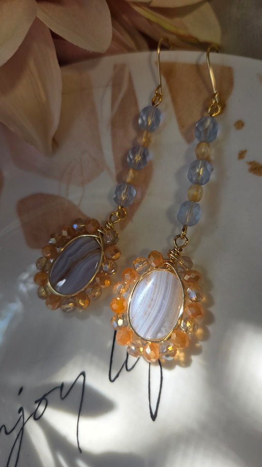Blue lace agate dangles