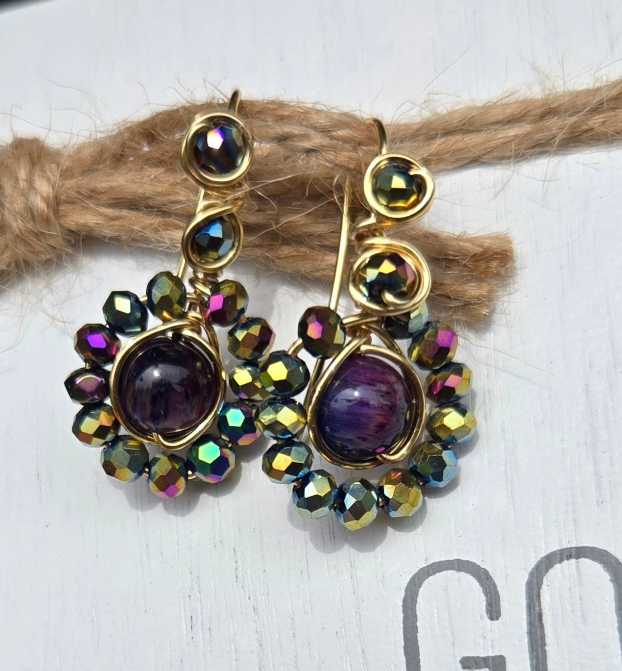 Night sky tiger eye threaders