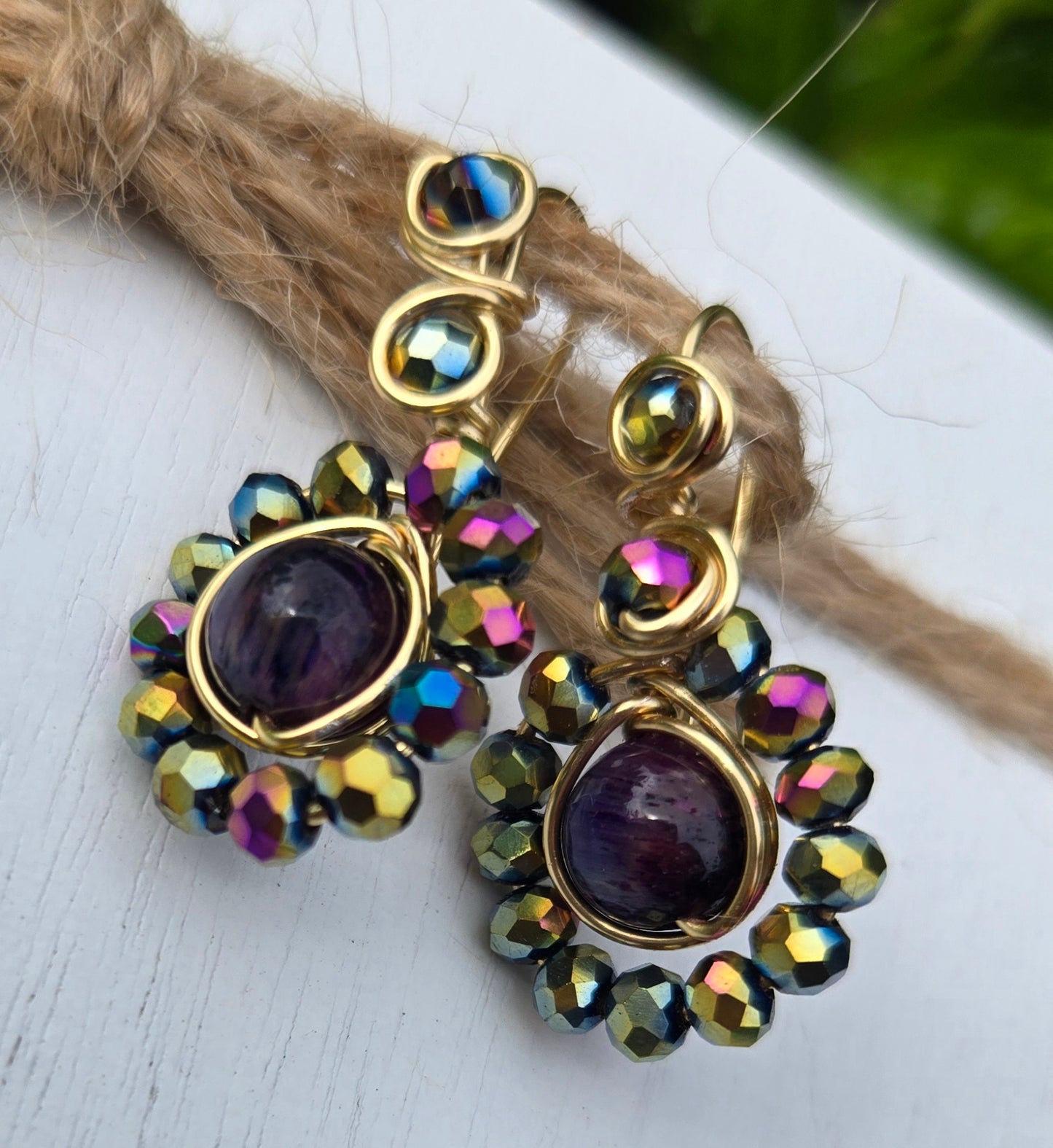 Night sky tiger eye threaders
