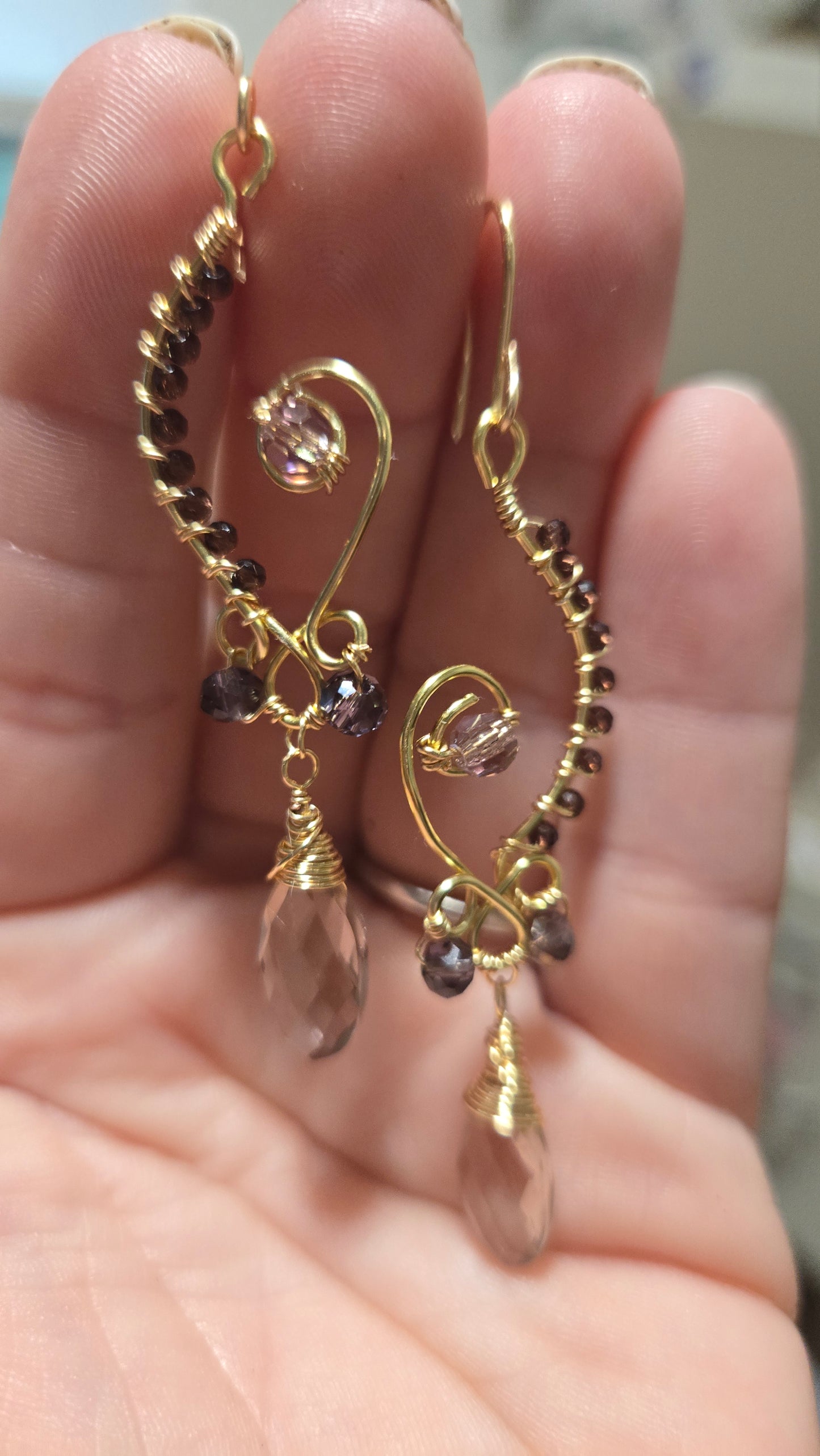 Elegant purple dangle earrings