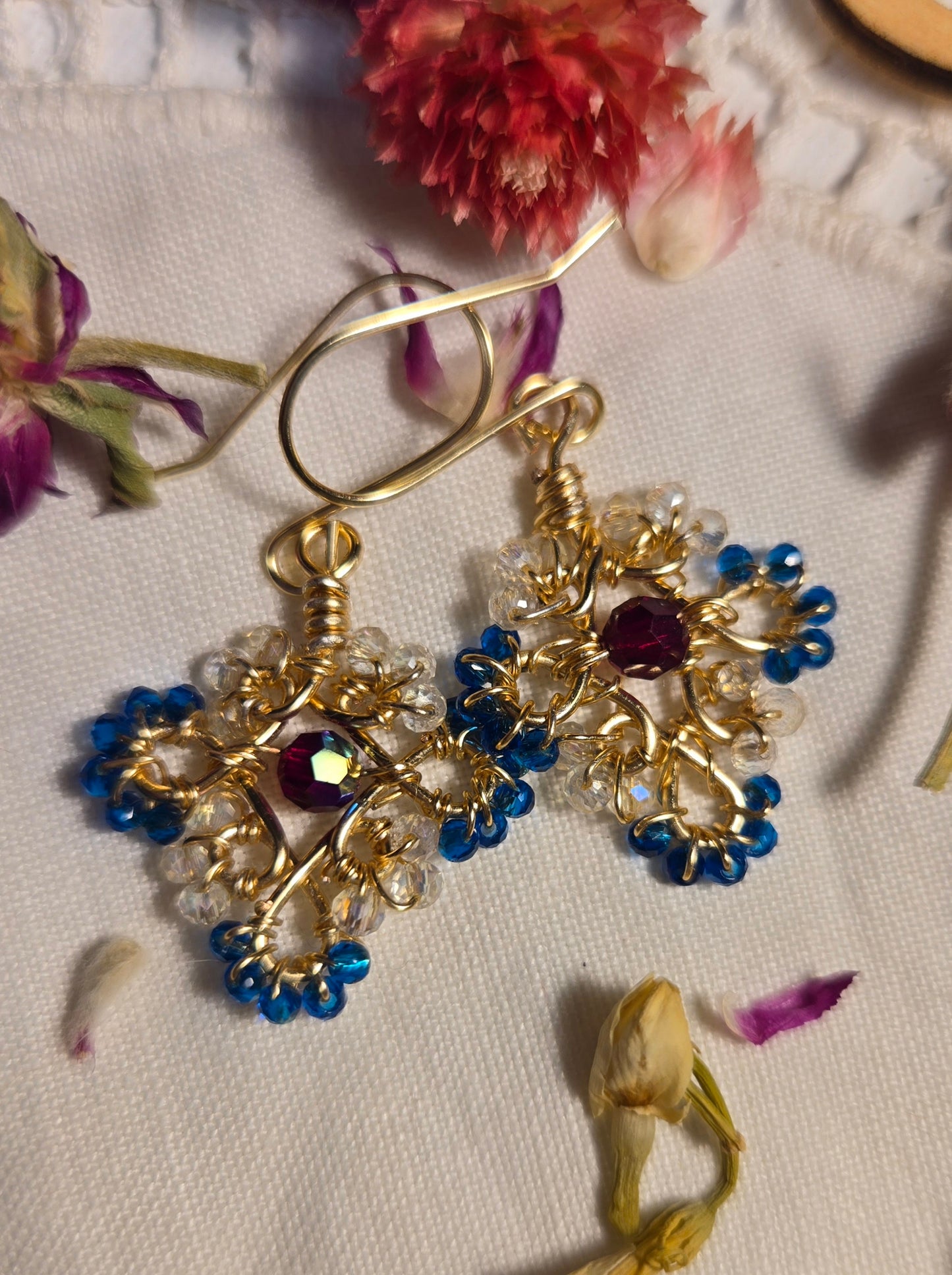 Crystals cross earrings