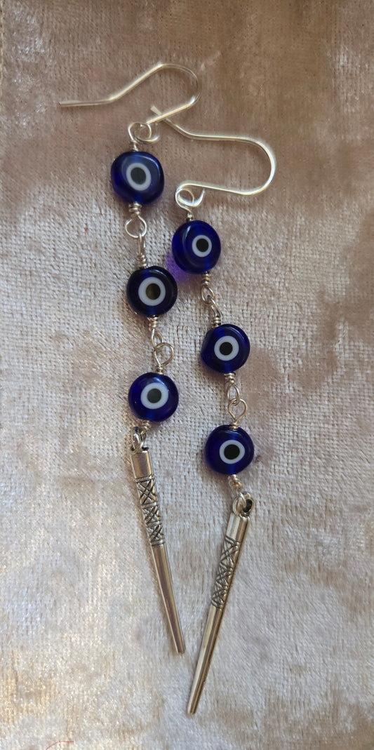 Evil eye dangle earrings