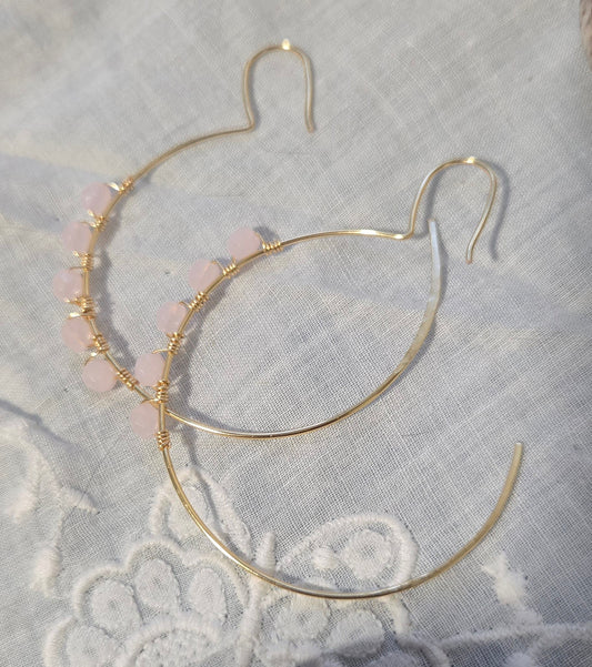 Pink beaded hoops