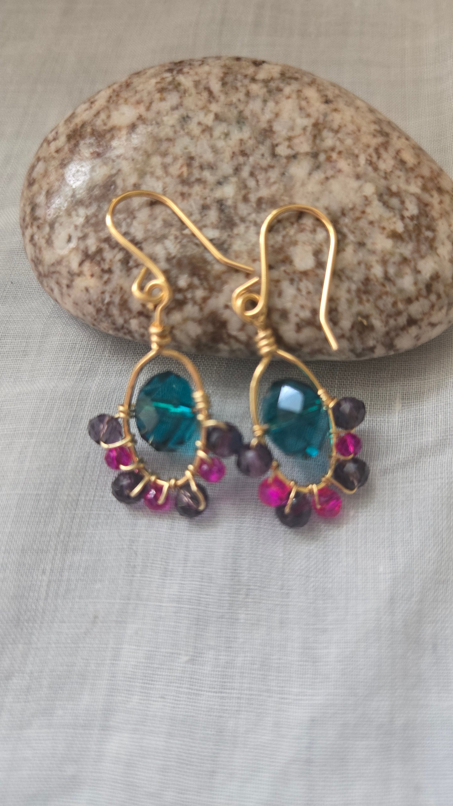 Crystal wire wrapped small hoops
