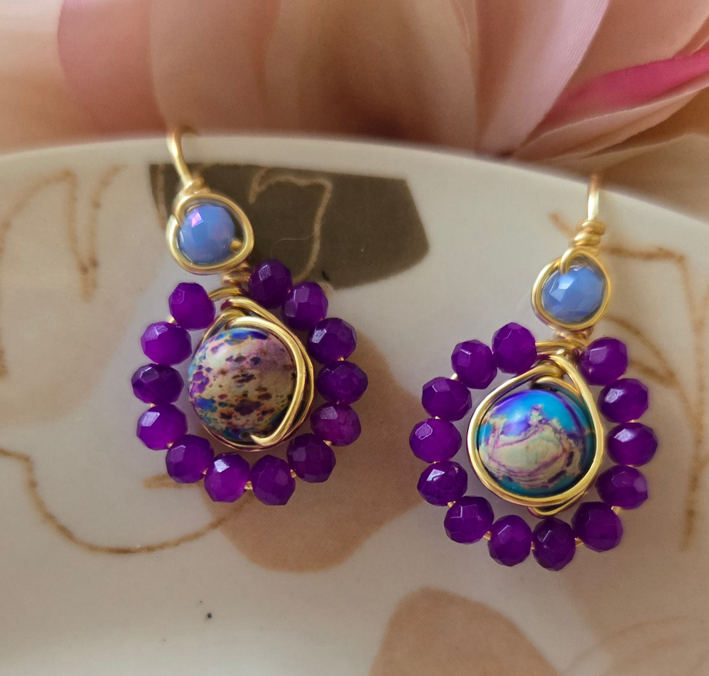 Purple imperial ocean jasper threaders
