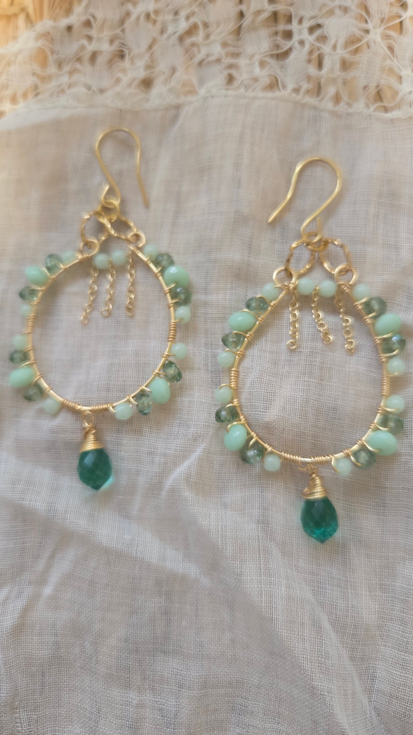 Green hoops dangles