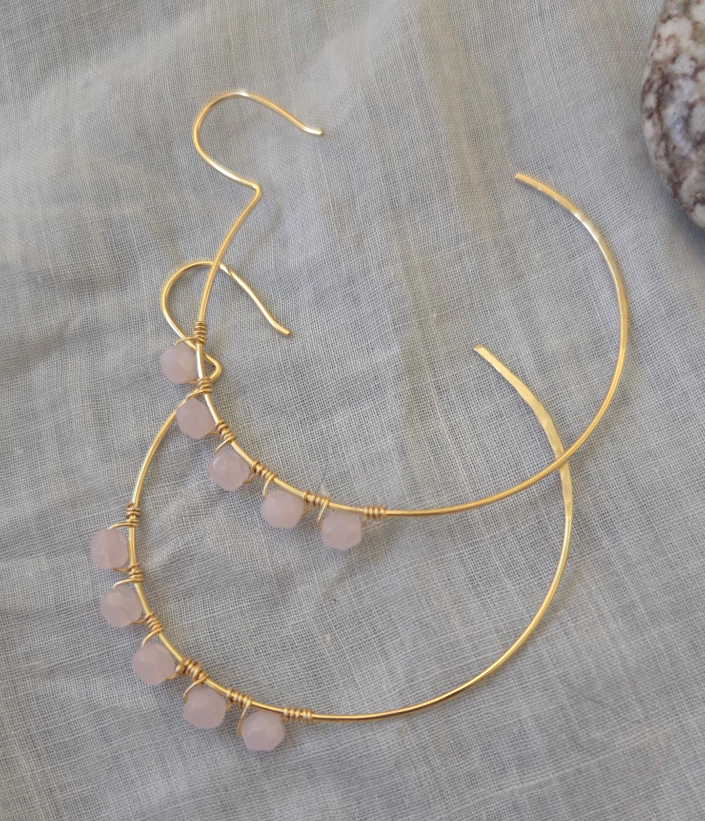 Pink beaded hoops