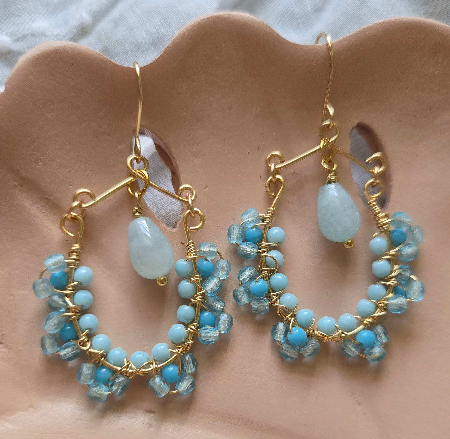 Light blue flower earrings