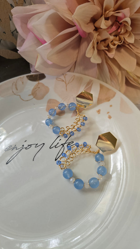 Handmade Beaded Hoop Earrings, Intricate Gold Wire Wrapped Hoops, Lightweight Everyday Gold Earrings, Affordable Gift for Her