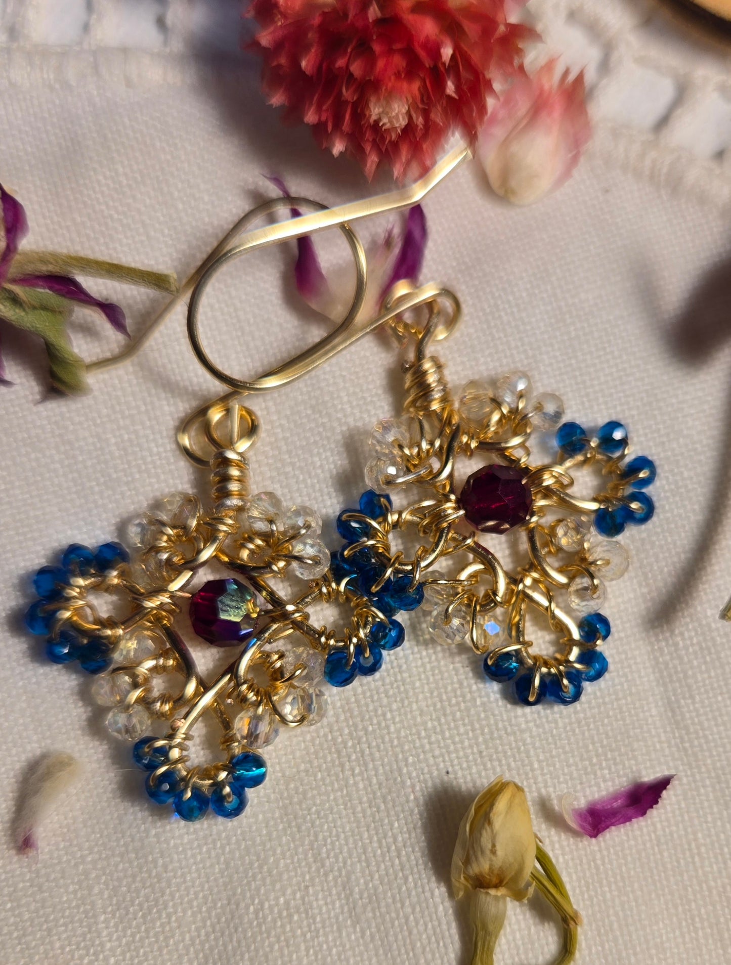 Crystals cross earrings