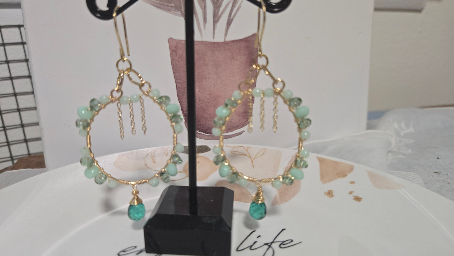 Green hoops dangles