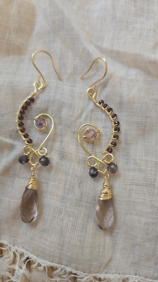 Elegant purple dangle earrings