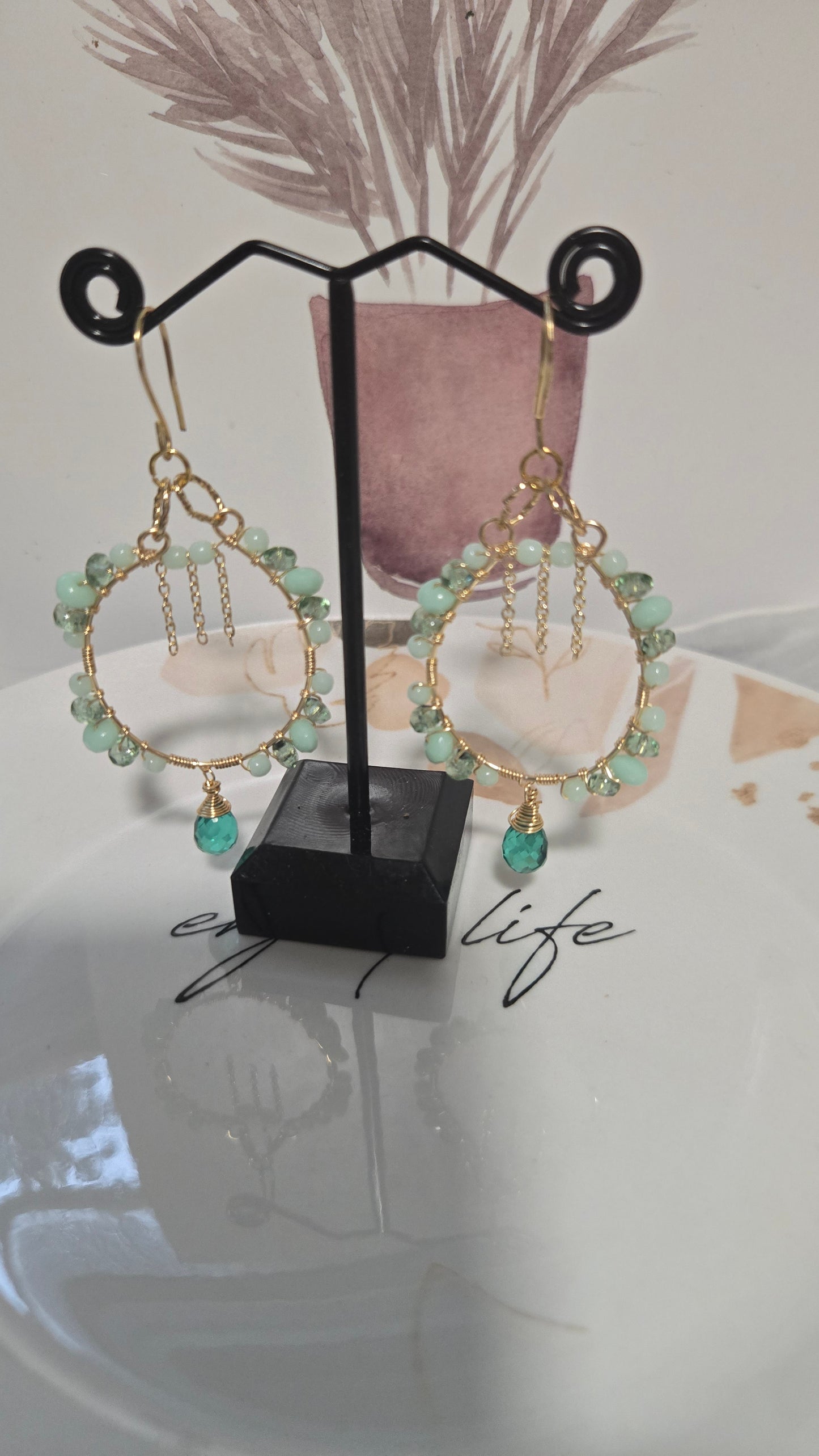 Green hoops dangles