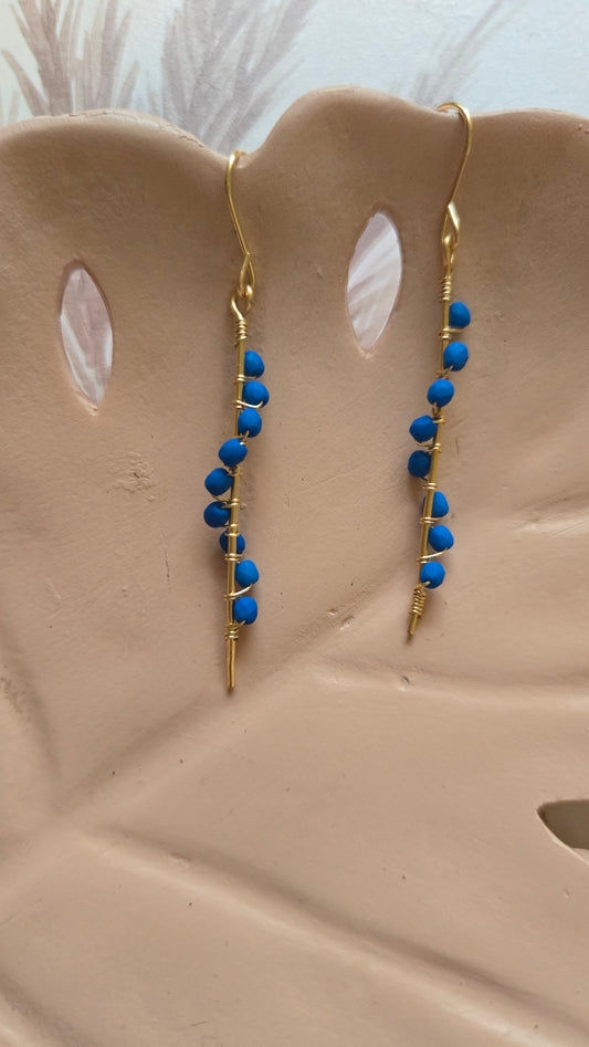 Blue spiral earrings