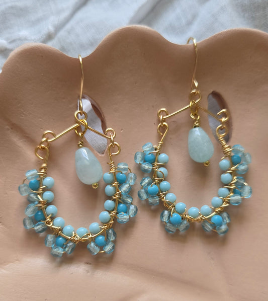 Light blue flower earrings
