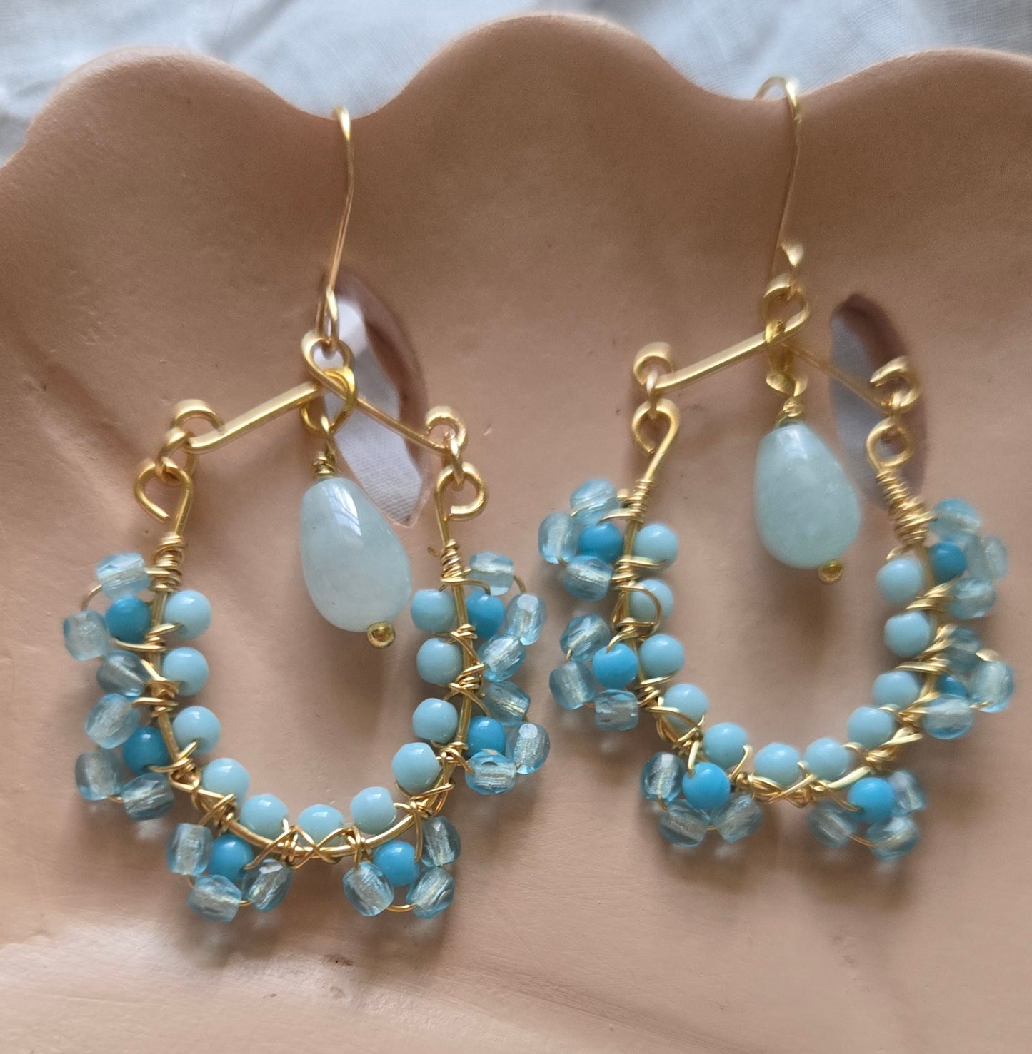 Light blue flower earrings