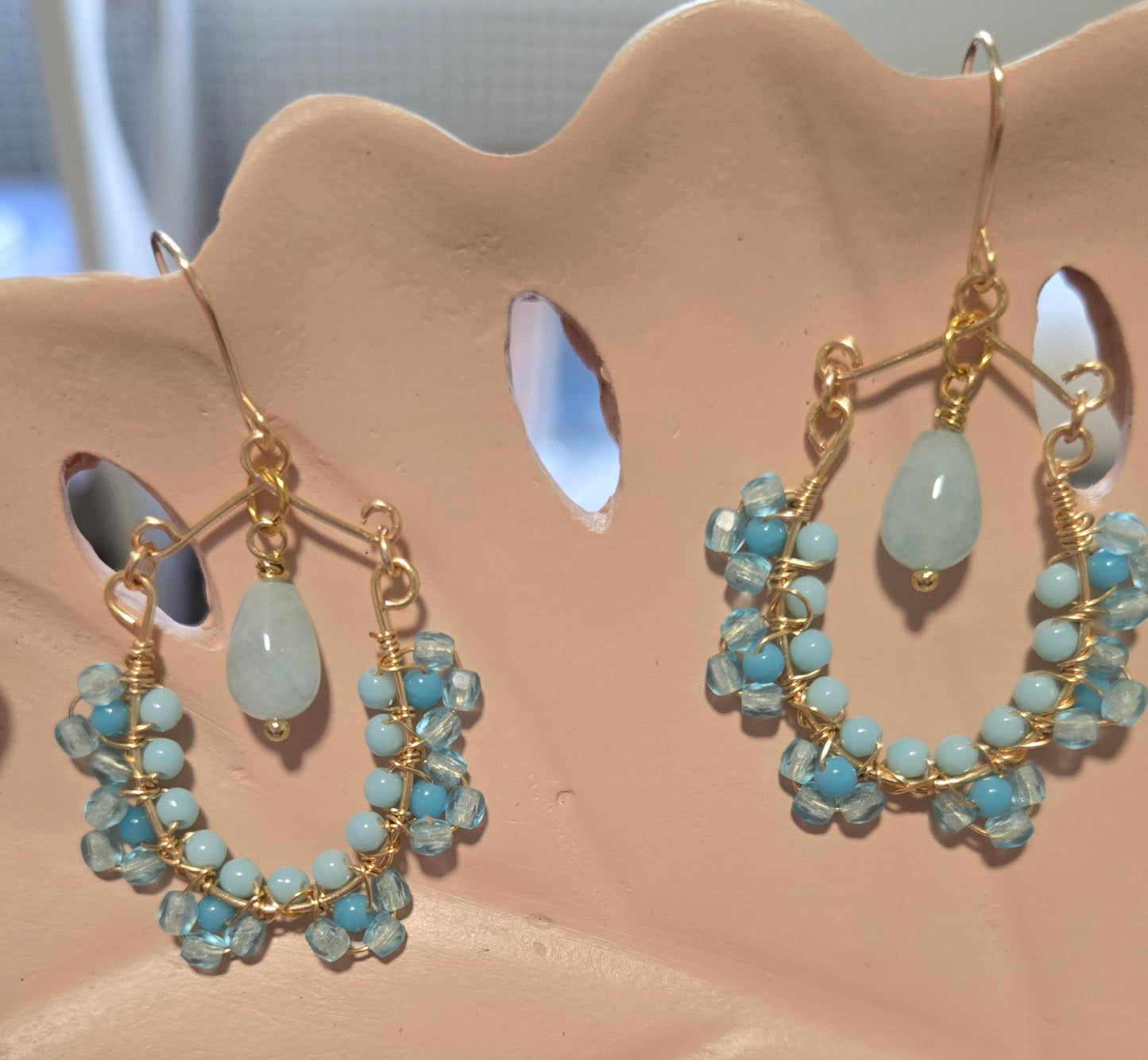 Light blue flower earrings